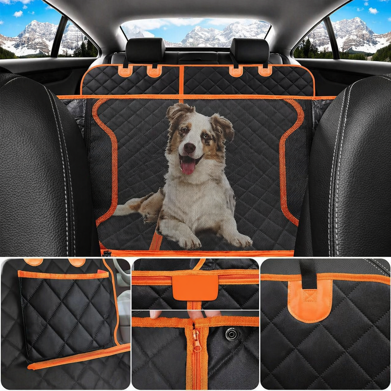 Instalación funda hammock coche perro — sistema de correas ajustables universal