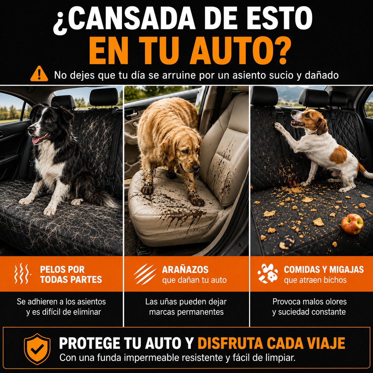 Funda protectora impermeable para coche — protege tapicería de pelos barro y arañazos