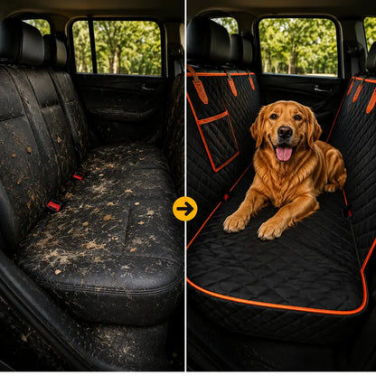 Funda hammock coche perro vista lateral — protección completa de tapicería