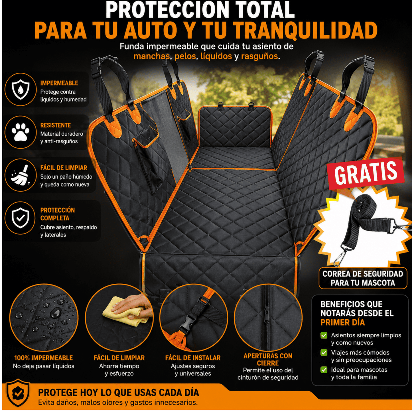 Funda Protectora de Coche para Mascotas — Hammock Premium
